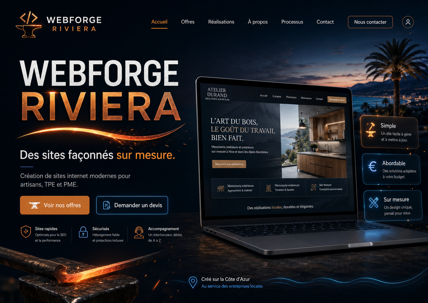 Aperçu du concept visuel WebForge Riviera